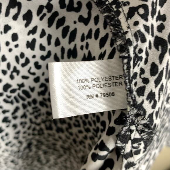 Rachel Zoe Blouse Button Down Cheetah Print Black White Statement Office - Picture 5 of 6